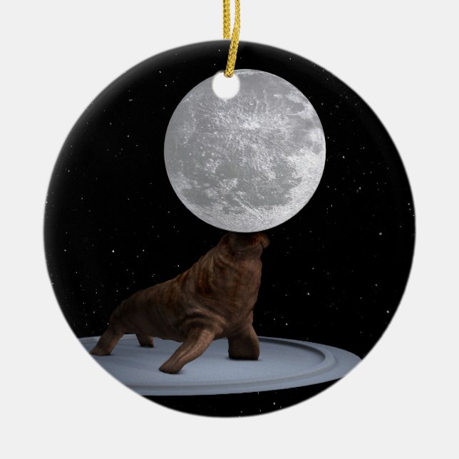 Ornement En Céramique Walrus Équilibrer La Lune (Devant)