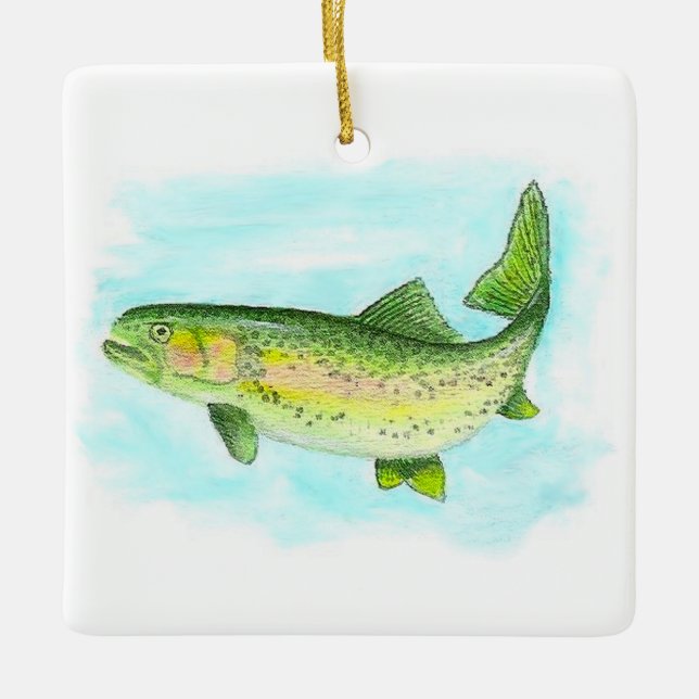 Ornement En Céramique Watercolor Trout Ornament (Devant)