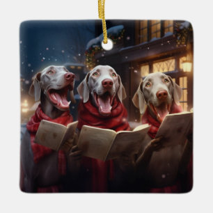 Ornement En Céramique Weimaraners Noël Caroling Festive Vacances
