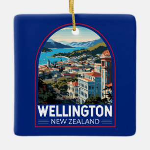 Ornement En Céramique Wellington New Zealand Travel Art Vintage