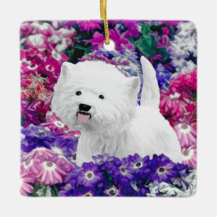 Ornement En Céramique West Highland White Terrier Peinture Chien Art