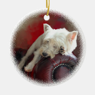 Ornement En Céramique Westie au repos