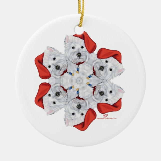 Ornement En Céramique Westie Snowflake (Devant)