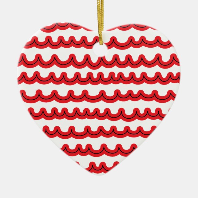 Ornement En Céramique Whimsical Ocean Waves Red (Devant)