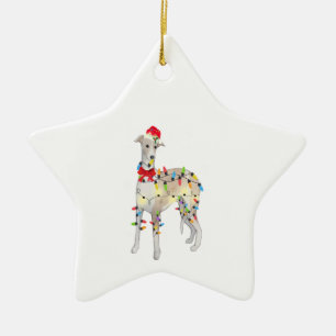 Ornement En Céramique Whippet Dog Christmas Light Xmas Mom Dad Gifts