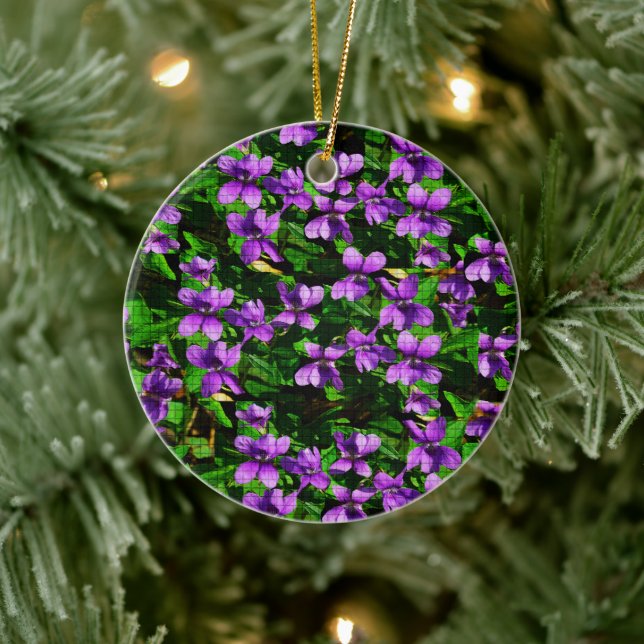 Ornement En Céramique WI State Flower Wood Violet Mosaic (Arbre)