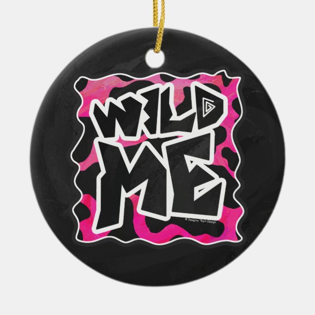 Ornement En Céramique Wild Me Vache rose et blanc (Devant)