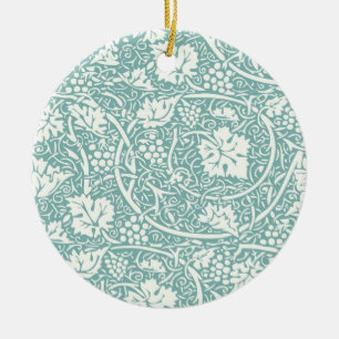 Ornement En Céramique William Morris Grape Motif Turquoise Turquoise