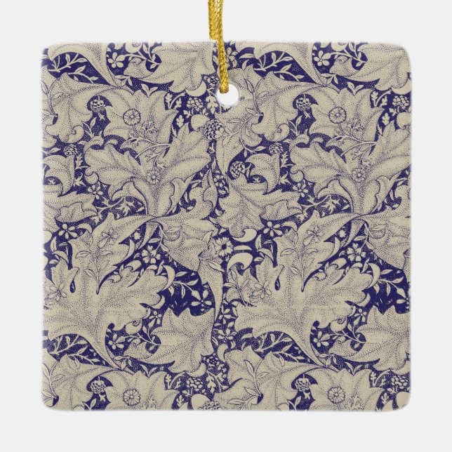 Ornement En Céramique William Morris Wallflower bleu damas floral (Devant)