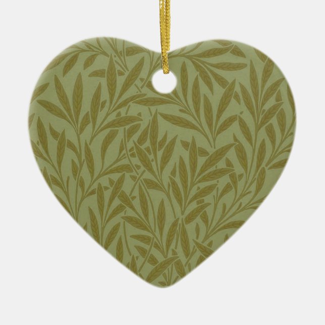 Ornement En Céramique William Morris Willow Antique Green Leaf Vine Art (Devant)