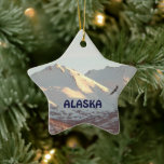 Ornement En Céramique Winter Eagle<br><div class="desc">A bald eagle along the snow-covered Chugach Range near Anchorage,  AK. Customizable text reading "ALASKA" also appears.</div>
