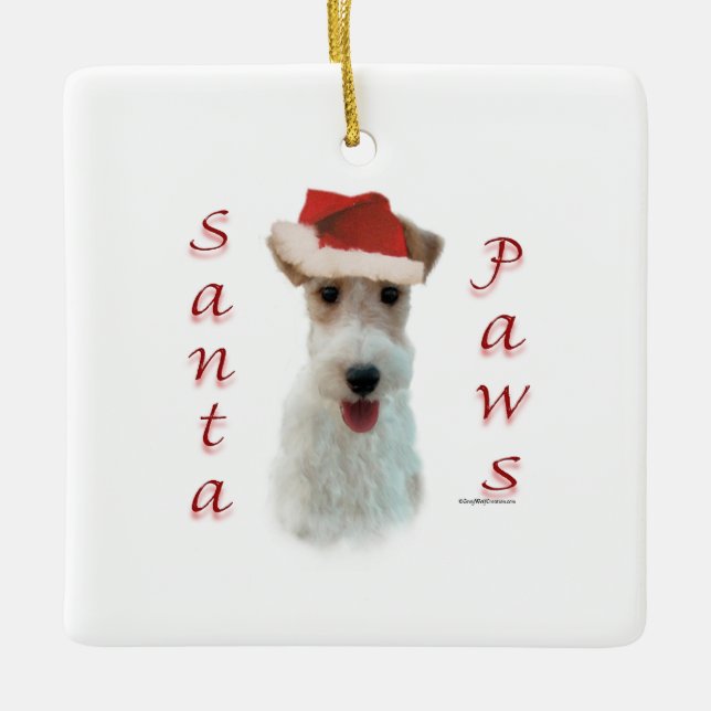 Ornement En Céramique Wire Fox Terrier Père Noël Paws (Devant)