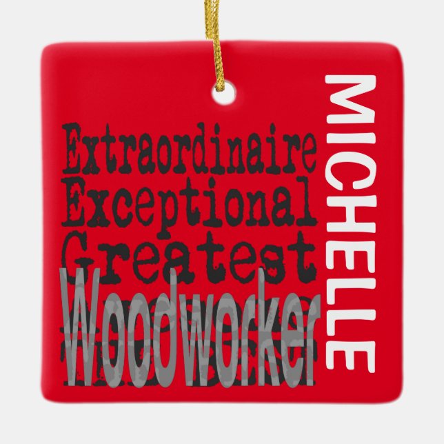 Ornement En Céramique Woodworker Extraordinaire PERSONNALISÉ (Devant)