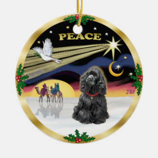 Ornement En Céramique Xmas Dove - Black Cocker Spaniel