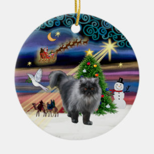 Ornement En Céramique Xmas Magic - Blue Smoke chat persan