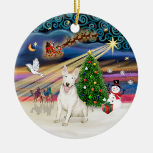 Ornement En Céramique Xmas Magic - Bull Terrier 4 (rire)