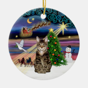 Ornement En Céramique Xmas Magic - Chat tigré tabby