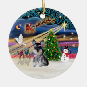Ornement En Céramique Xmas Magic - chiot Schnauzer (Z)