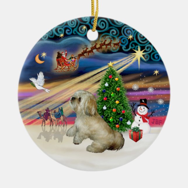 Ornement En Céramique Xmas Magic - Lhasa Apso (R) (Devant)