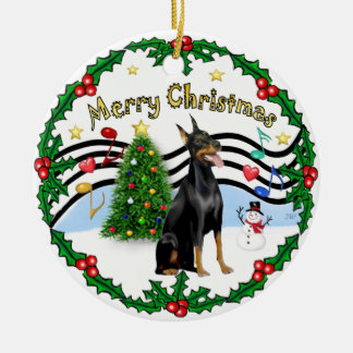 Ornement En Céramique Xmas Musique 1 - Doberman Pinscher 1