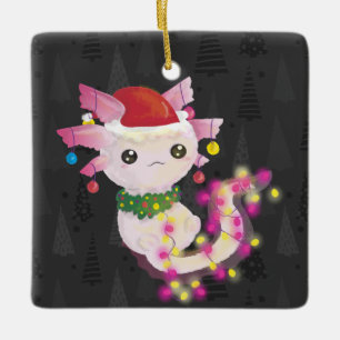 Ornement En Céramique xmas santa claus axolotl