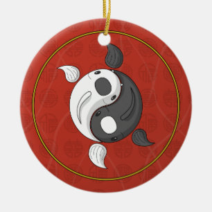 Ornement En Céramique Yin et Yang l'ornement de Koi