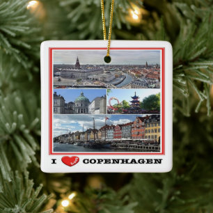 Ornement En Céramique zDK014 COPENHAGUE KOPENHAGEN J'aime,