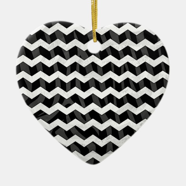 Ornement En Céramique Zebra Black et Grey Chevron (Devant)