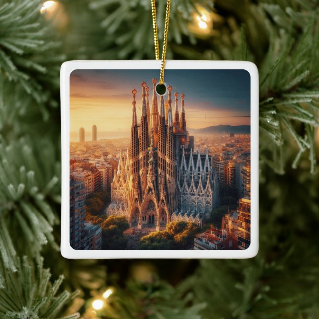 Ornement En Céramique zES013 BARCELONE Basilique Sagrada Familia, (Arbre)