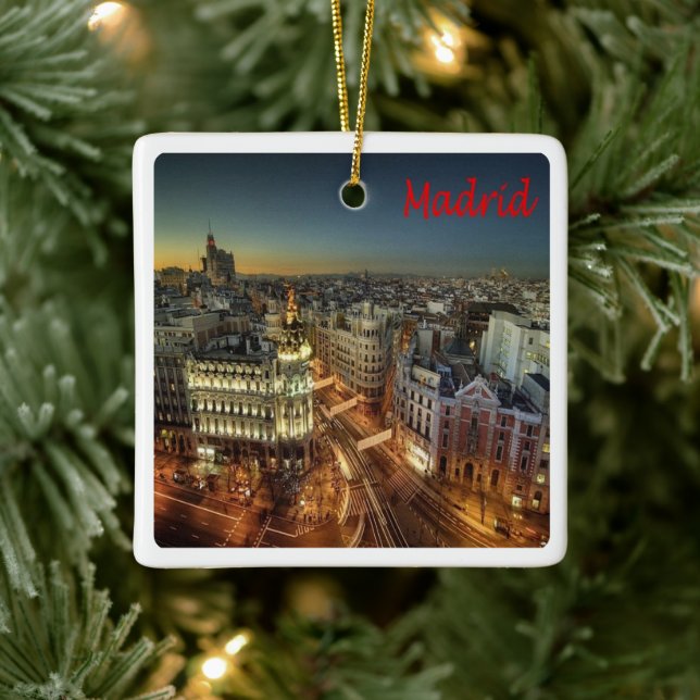 Ornement En Céramique zES118 MADRID City, Espagne, Europe, (Arbre)