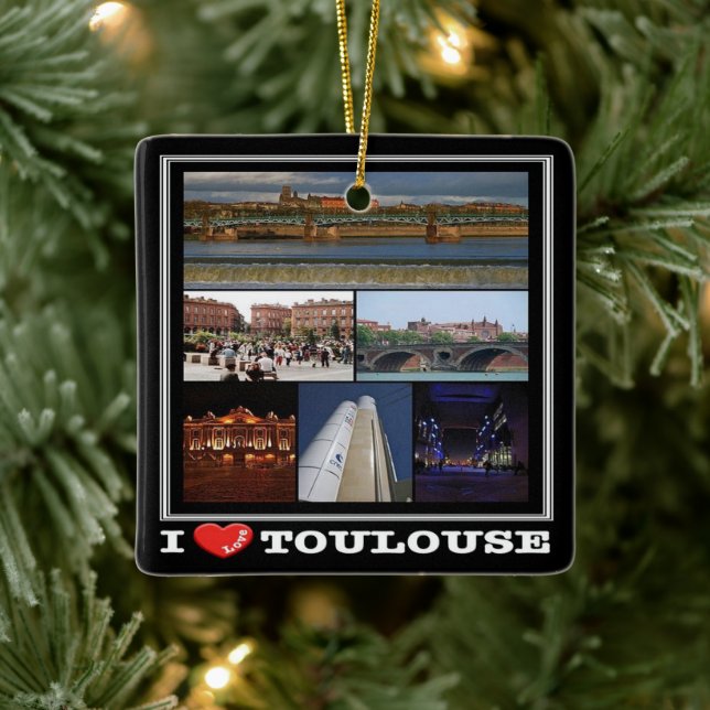 Ornement En Céramique zFR137 TOULOUSE "I Love", France, (Arbre)