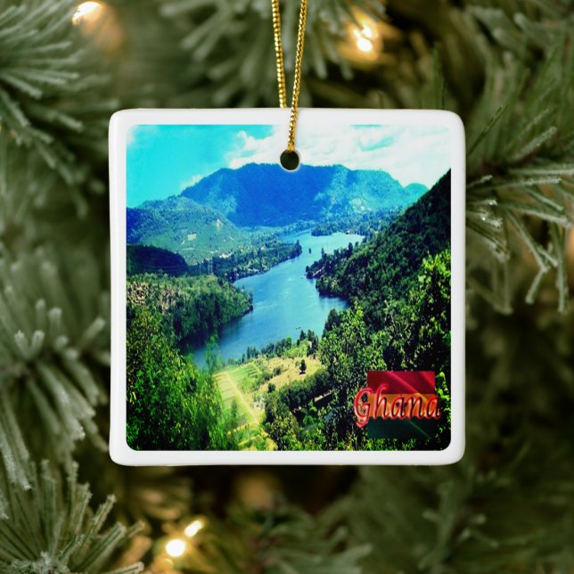 Ornement En Céramique zGH006 GHANA, lac Volta, Afrique, (Arbre)