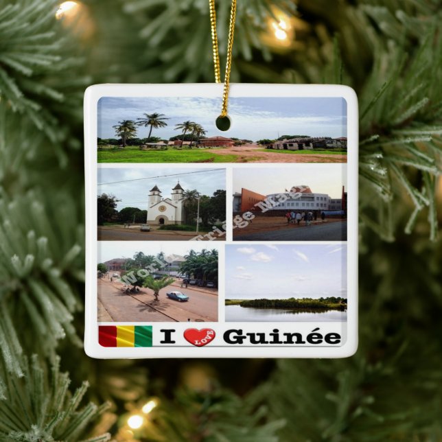 Ornement En Céramique zGN010 GUINEA I Love, Mosaic, Afrique, (Arbre)