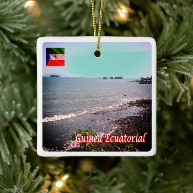 Ornement En Céramique zGQ005 GUINÉE ÉQUATORIALE, Panorama, Afrique, (Arbre)