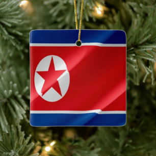 Ornement En Céramique zKP002 Nord-Coréen agitant le DRApeau Corée du Nor