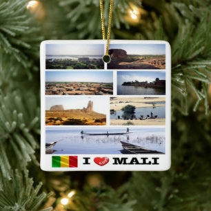 Ornement En Céramique zML012 MALI I Love, Mosaic, Afrique,