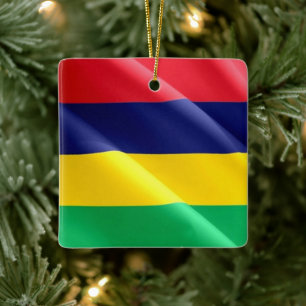 Ornement En Céramique zMU002 MAURITIUS, Drapeau de la vague, Afrique,