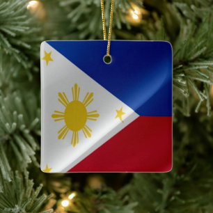 Ornement En Céramique zPH002 agitant Philippine FLAG Philippines,