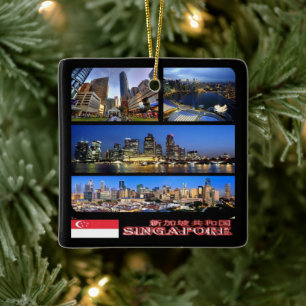 Ornement En Céramique zSG003 SINGAPOUR collage LION CITY, Asie,