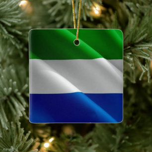 Ornement En Céramique zSL002 SIERRA LEONE, Drapeau, Afrique,