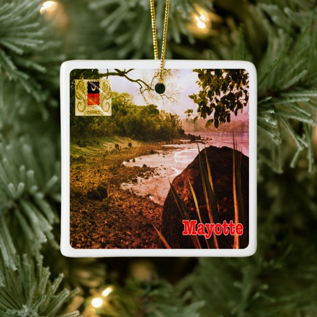 Ornement En Céramique zT003 MAYOTTE, plage, Afrique, (Arbre)