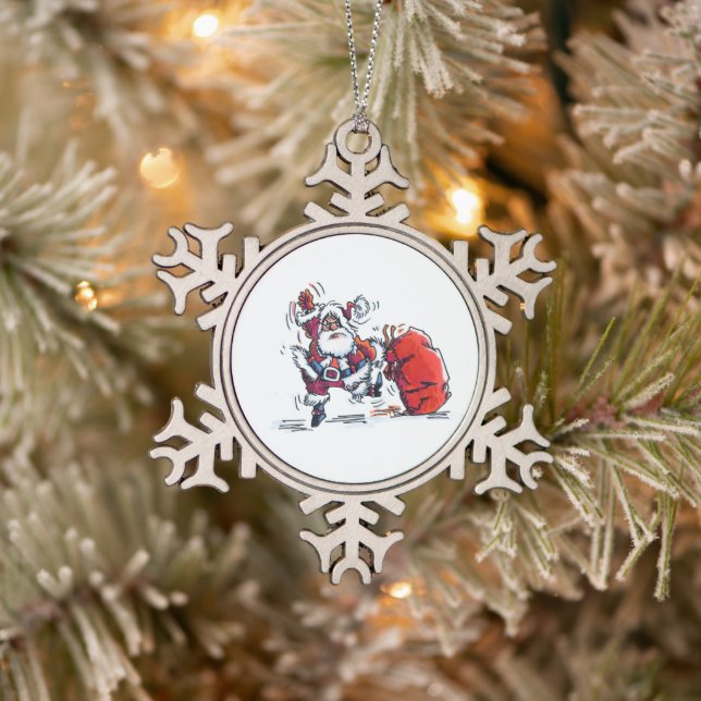 Ornement en étain de flocon de neige de Père Noël  (Arbre)