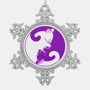 ornement en étain de kitten yin yang