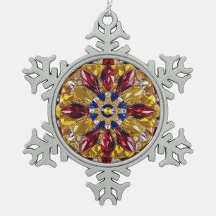 Ornement en étain flocon de neige aux couleurs de