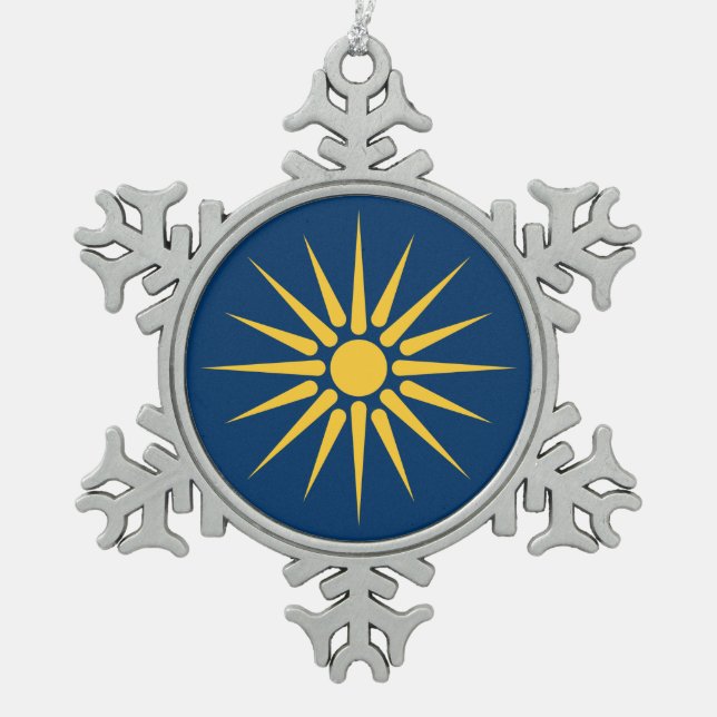 Ornement en étain flocon de neige avec drapeau de  (Devant)