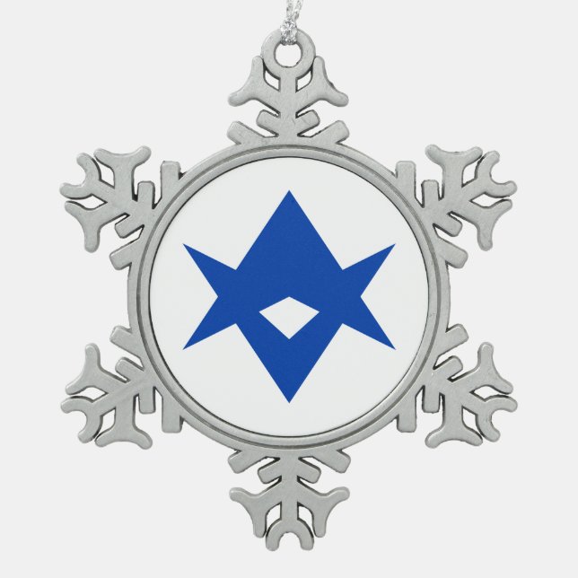 Ornement en étain flocon de neige avec drapeau de  (Devant)