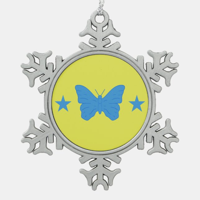 Ornement en étain flocon de neige avec drapeau de  (Devant)