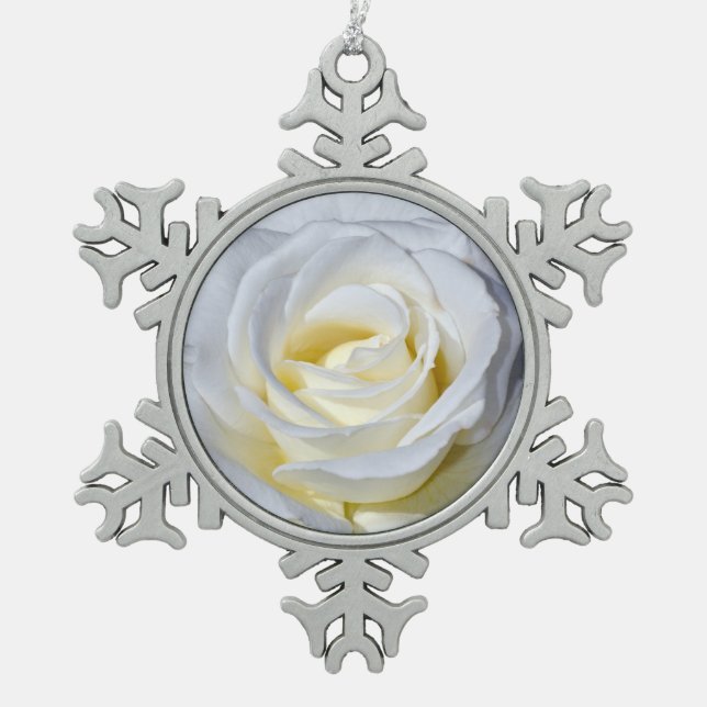 Ornement en étain flocon de neige rose blanche uni (Devant)