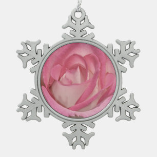 Ornement en étain flocon de neige rose unique