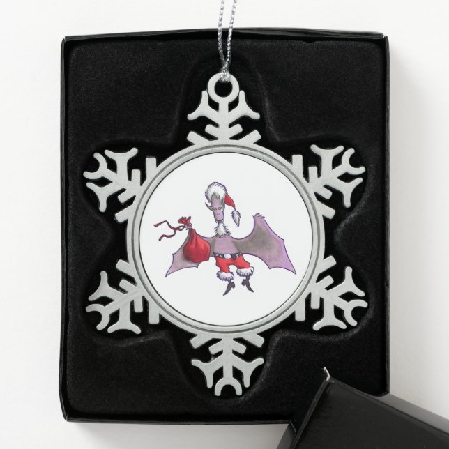 ornement en étain flocon de neige Santa Bat (Boîte)